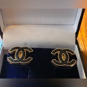 Black Quilted Chanel Earrings by Eliana Curated
